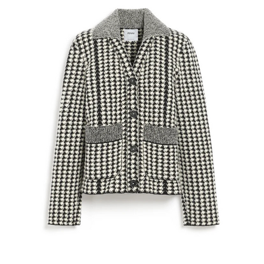 Cashmere suit jacket with a houndstooth motif